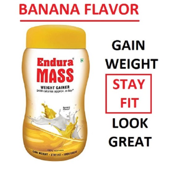 Endura Mass Weight Gainer powder- Pack of 500 g | Gain Weight, Post Workout, 74 g Carbohydrate, 15 g Protein, Healthy Fats | For Men & Women