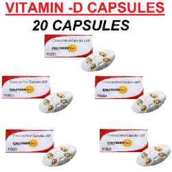 Calcigen -D3 60000 IU, Pack of 5 x 4 Cap (20 Caps) | For Strong Bones, Muscles, Immune System | Calcigen D3 Vitamin D (Calcizen)