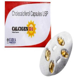 Calcigen -D3 60000 IU, Pack of 10 x 4 Cap (40 Caps) | For Strong Bones, Muscles, Immune System | Calcigen D3 Vitamin D (Calcizen)