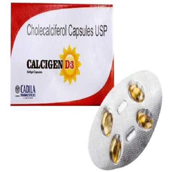Calcigen -D3 60000 IU, Pack of 10 x 4 Cap (40 Caps) | For Strong Bones, Muscles, Immune System | Calcigen D3 Vitamin D (Calcizen)
