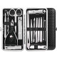 COMBO of Wooden Pedicure Feet Filer / Scrubber with Handle for Callus, Dry, and Dead Skin Removal + 16 tools Manicure Set, Pedicure Kit, Nail Clippers, Professional Grooming Kit with Black Case - Combo of 2