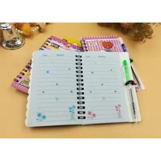 BT- 21 Cute Cartoon Diary Animals Printed Jungle Theme Spiral Diary With Pen I Glitter Stylish Pocket Memo Notepad School Stationery for Kids Boys & Girls Return Gifts - PACK OF 2