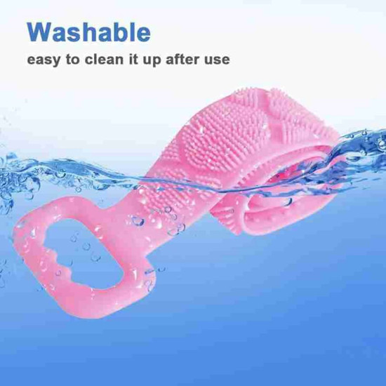 Silicone Body Back Scrubber Double Side Bathing Brush for Skin Deep Cleaning Massage, Dead Skin Removal Exfoliating Belt for Shower, Easy to Clean, Lathers Well for Men & Women (Multicolor) - Pack of 2