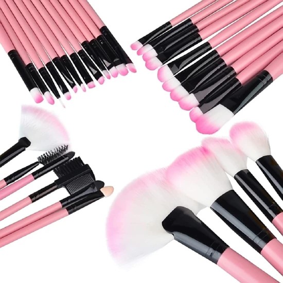 Makeup Brush 24 Pcs PinK Makeup Brushes Set for Foundation, Face Powder, Blush Blending Brushes Professional Cosmetic Makeup Ultra Soft Brushes Set Kit with Pouch Bag Case