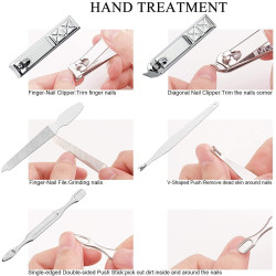 Heavy Quality Manicure Pedicure 16 Tools Set Nail Clippers Stainless Steel Professional Nail Scissors Grooming Kits, Nail Tools with Leather Case