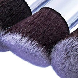 10 - Fiber Bristle Makeup Brushes Set Tool Pro Foundation Eyeliner Eyeshadow + Sponge Puff (Random Color) - Combo of 2