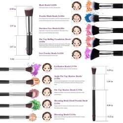 Makeup Brushes Set Tool Pro Foundation Blending Blush Eyeliner Face Powder Brush Kit - Set of 10