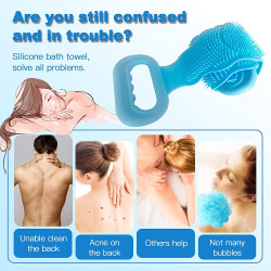 Silicone Body Back Scrubber Double Side Bathing Brush for Skin Deep Cleaning Massage, Dead Skin Removal Exfoliating Belt for Shower, Easy to Clean, Lathers Well for Men & Women (Multicolor) - Pack of 1
