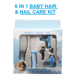 6 Pcs Baby Care Kits for Kid | Nail Clipper, Scissor, Comb, Hairbrush, Nail File Hair Grooming Brush | Healthcare kit Combo Gift Pack for Kid (BLUE)
