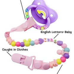 Silicone Pacifier/Soother Nipple Clip with Chain Holder for Baby Teething Soother Teether | Clip Baby Toys Soother - Any Random Color