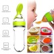 Baby Safe Silicone Squeeze Fresh Food Feeder Bottle with Food Dispensing Spoon + Plastic Sipper Cup (240ml) - Random Color - Combo of 2