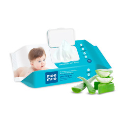 Mee Mee Caring Baby Wet Wipes with lid, 72 Pcs (Aloe Vera) - Pack of 1