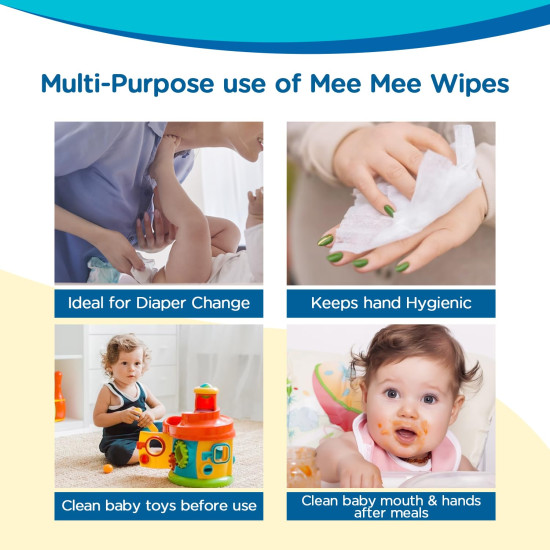 Mee Mee Caring Baby Wet Wipes with lid, 72 Pcs (Aloe Vera) - Pack of 3