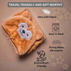 Hooded Baby Wrap Towel - Premium Soft Baby Bath Towel Cum Warm Blanket for Newborn, Infant and Toddler - Ultra Absorbent, Travel Friendly, Safe and Skin Friendly – Big Size – Teddy Design