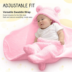 3 in 1 Baby Warm Blanket Wrapper - Sleeping Bag (Swaddle) for New Born Babies (Pink)