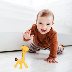 Giraffe Shape Food Grade/BPA Free Silicone Teething Baby Teether/Toy Baby Teether Silicone Teether for 3 to 12 Months Baby Bpa Free (Multi-Color)