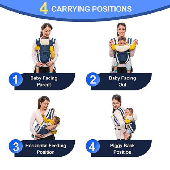 Baby Carrier Bag/Adjustable Hands Free 4 in 1 Baby/Baby safety Belt/Child Safety Strip/Baby Sling Carrier Bag | Baby Back Carrier Bag | Front Carry Facing (Random Color)