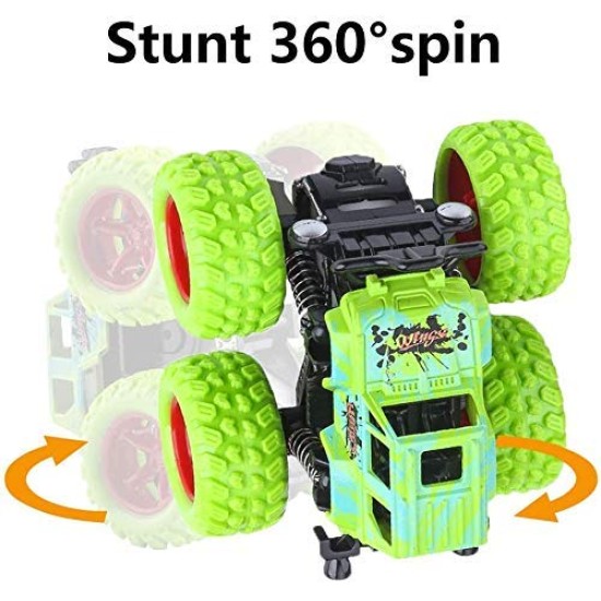 Mini Monster Truck Friction Powered Cars Toys, 360 Degree Stunt 4wd Cars Push go Truck for Toddlers Kids Gift (Multicolor) - Pack of 1