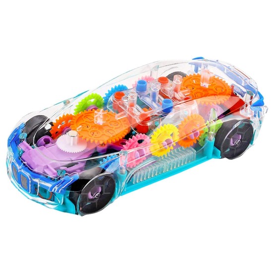 Transparent Concept Racing Car Toy with Light & Sound, Gear Simulation Mechanical Transparent Car with 360 Degree Rotating 3D Concept Car Toy for Kids (Concept Car)