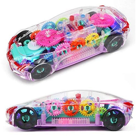 Transparent Concept Racing Car Toy with Light & Sound, Gear Simulation Mechanical Transparent Car with 360 Degree Rotating 3D Concept Car Toy for Kids (Concept Car)