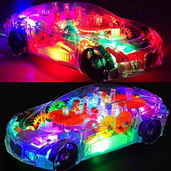 Transparent Concept Racing Car Toy with Light & Sound, Gear Simulation Mechanical Transparent Car with 360 Degree Rotating 3D Concept Car Toy for Kids (Concept Car)