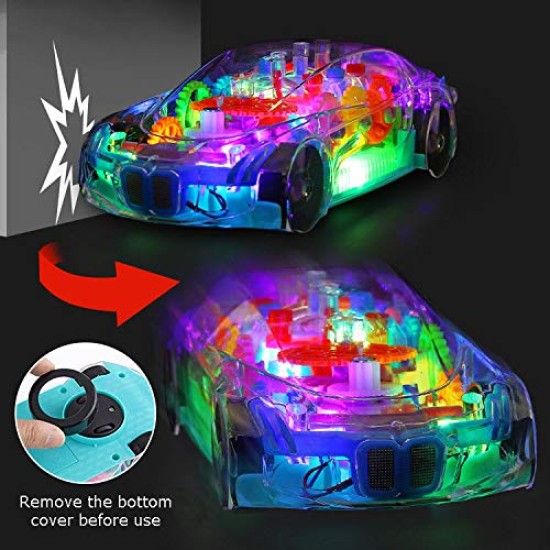 Transparent Concept Racing Car Toy with Light & Sound, Gear Simulation Mechanical Transparent Car with 360 Degree Rotating 3D Concept Car Toy for Kids (Concept Car)