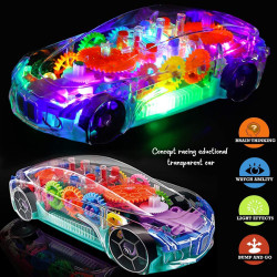 Transparent Concept Racing Car Toy with Light & Sound, Gear Simulation Mechanical Transparent Car with 360 Degree Rotating 3D Concept Car Toy for Kids (Concept Car)