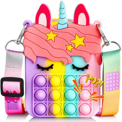 Pop it Unicorn Bags for Girls Fidget Toys Purse Women, Unicorn Pop It Bag For Girls, Unicorn Sling Bags For Girls Or Popit Bag , Pop It Purse For Girls Or Kids Sling Bag, Popet Bag Puppet Poppet Bag (Random Color) - Pack of 1