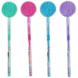 Fancy Push Pencil with Maze Puzzle Ball Game for Kids, School Stationery Birthday Return Gifts of All Age Group  - Pack of 4