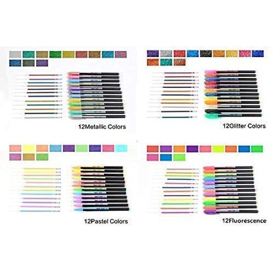 Set of 48 Neon Gel Pens consisting Fluorescent, Metallic, Glitter, and Pastel colour pens For DIY Art & Crafts (Sketching, Drawing & Painting Purpose) Set of 48 Neon Gel Pens consisting Fluorescent, Metallic, Glitter, and Pastel colour pens For DIY Art & Crafts (Sketching, Drawing & Painting Purpose)