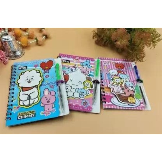 BT- 21 Cute Cartoon Diary Animals Printed Jungle Theme Spiral Diary With Pen I Glitter Stylish Pocket Memo Notepad School Stationery for Kids Boys & Girls Return Gifts - PACK OF 2