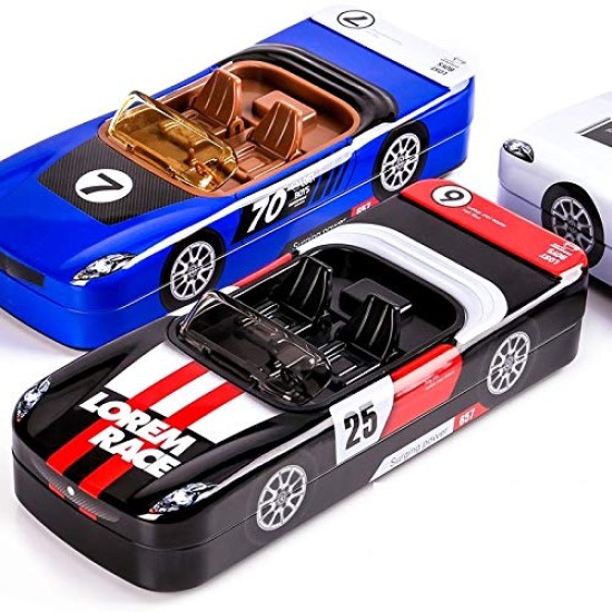 Metal Racing Car Shaped Pencil Box case with Wheels & Movable car Seats | Pencil Box for Boys - Random Color Metal Racing Car Shaped Pencil Box case with Wheels & Movable car Seats | Pencil Box for Boys - Random Color