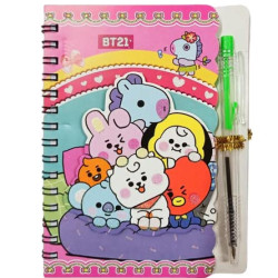 BT- 21 Cute Cartoon Diary Animals Printed Jungle Theme Spiral Diary With Pen I Glitter Stylish Pocket Memo Notepad School Stationery for Kids Boys & Girls Return Gifts - PACK OF 2