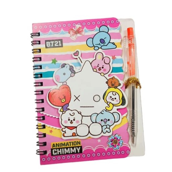 BT- 21 Cute Cartoon Diary Animals Printed Jungle Theme Spiral Diary With Pen I Glitter Stylish Pocket Memo Notepad School Stationery for Kids Boys & Girls Return Gifts - PACK OF 2