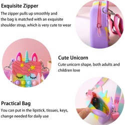 Pop it Unicorn Bags for Girls Fidget Toys Purse Women, Unicorn Pop It Bag For Girls, Unicorn Sling Bags For Girls Or Popit Bag , Pop It Purse For Girls Or Kids Sling Bag, Popet Bag Puppet Poppet Bag (Random Color) - Pack of 6
