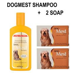 Dog Mest Shampoo & Soap Anti-dandruff, Anti-fungal, Anti-itching, Flea and Tick, Conditioning aloe vera, neem- Combo of 1 Shampoo + 2 Soaps