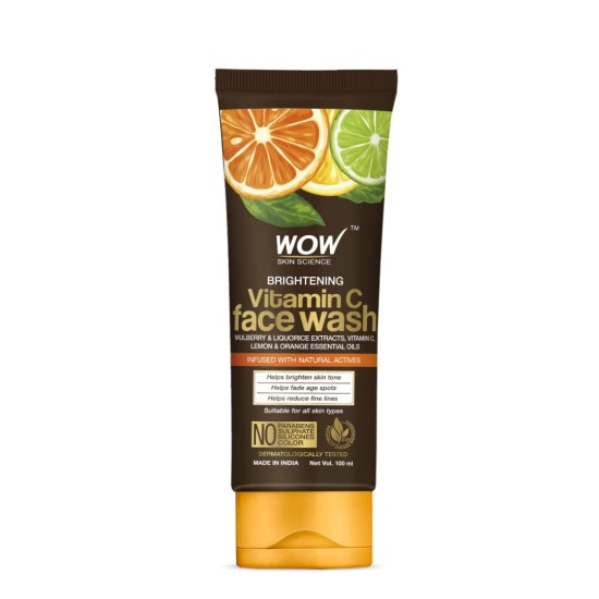 WOW Skin Science Brightening Vitamin C Face Wash | All Skin Types | Glowing Bright Skin | Refreshing | Paraben & Sulphates Free | Face Wash for Women & Men | 100 ml - PACK OF 1