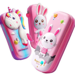 3D Cover EVA Pencil Case Large Capacity Pencil Pouch Bag Compass School Pouch Organizer for Students Kids Premium Stylish Pen Holder Pouch, Stationery Box, Cosmetic Pouch Bag (RANDOM DESIGN) - FOR GIRL