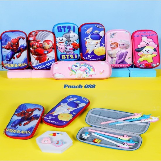 3D Cover EVA Pencil Case Large Capacity Pencil Pouch Bag Compass School Pouch Organizer for Students Kids Premium Stylish Pen Holder Pouch, Stationery Box, Cosmetic Pouch Bag (RANDOM DESIGN) - FOR GIRL