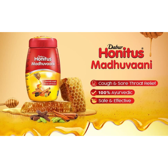 Dabur Honitus Madhuvaani | For Cough & Cold, Sore Throat Relief | Ayurvedic Remedy With Honey - 150 gm | Pack of 2