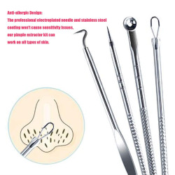 Blackhead Remover | Pimple Comedown Extractor Tool with Case | Whitehead Popping | Treatment for Blemish | Zit Removing for Nose Face Skin | Remover Tools Kit - Set of 4