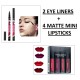 MATTE LIQUID LIPSTICK (4 PIECES) + WATERPROOF EYELINER (2 Pc) COMBO KIT