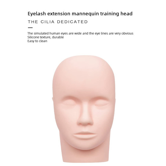 Mannequin Head, Practice Training Head, Make Up and Lash Extention, Cosmetology Doll Face Head, Soft-Touch Rubber Practice Head