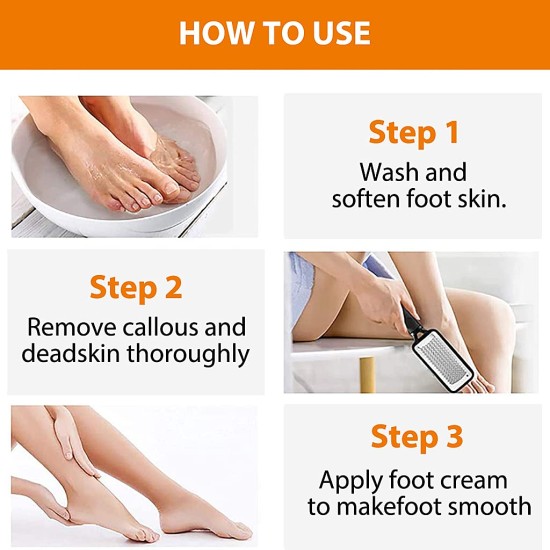 Leg, Heel & Foot Scrubber for Dead Skin - Very Sharp & Big (11 * 3 inch) - Pedicure & Feet Scrub Tools, Foot Scraper Cleaner & Filer, Callus Remover For Cracked Heels (Metal)