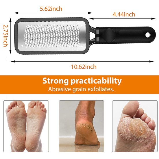 Leg, Heel & Foot Scrubber for Dead Skin - Very Sharp & Big (11 * 3 inch) - Pedicure & Feet Scrub Tools, Foot Scraper Cleaner & Filer, Callus Remover For Cracked Heels (Metal)