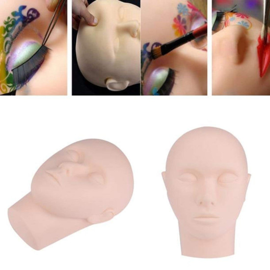 Mannequin Head, Practice Training Head, Make Up and Lash Extention, Cosmetology Doll Face Head, Soft-Touch Rubber Practice Head