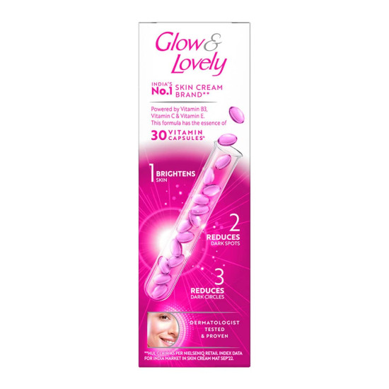 Glow & Lovely (Fair and Lovely) Advanced Multivitamin Face Cream 80 g, Daily Illuminating Moisturizer for Glowing Skin, SPF 15 -With Vitamin E, Vitamin C & Niacinamide