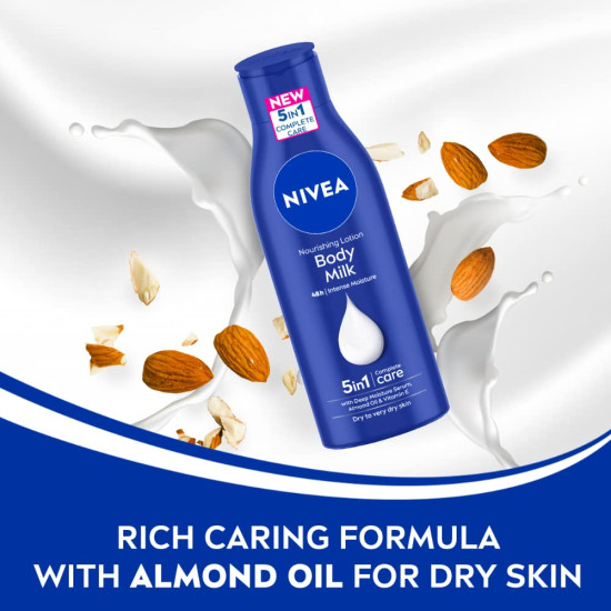 Nivea Body Lotion For Very Dry Skin, Nourishing Body Milk With 2X Almond Oil, For Men & Women, 200 ml Nivea Body Lotion For Very Dry Skin, Nourishing Body Milk With 2X Almond Oil, For Men & Women, 200 ml