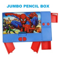 Dual Side Opening Magnetic Closure Super Hero Spiderman Theme Jumbo Pencil Box | Stationery Geometry Box for Boys School And Gift
