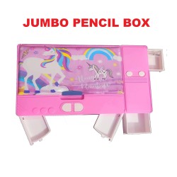 Multifunction Dual Side Magnetic Jumbo Pencil Box for Girls & Boys Birthday Return Gifts | Unicorn Theme Geometry Box- Random Print